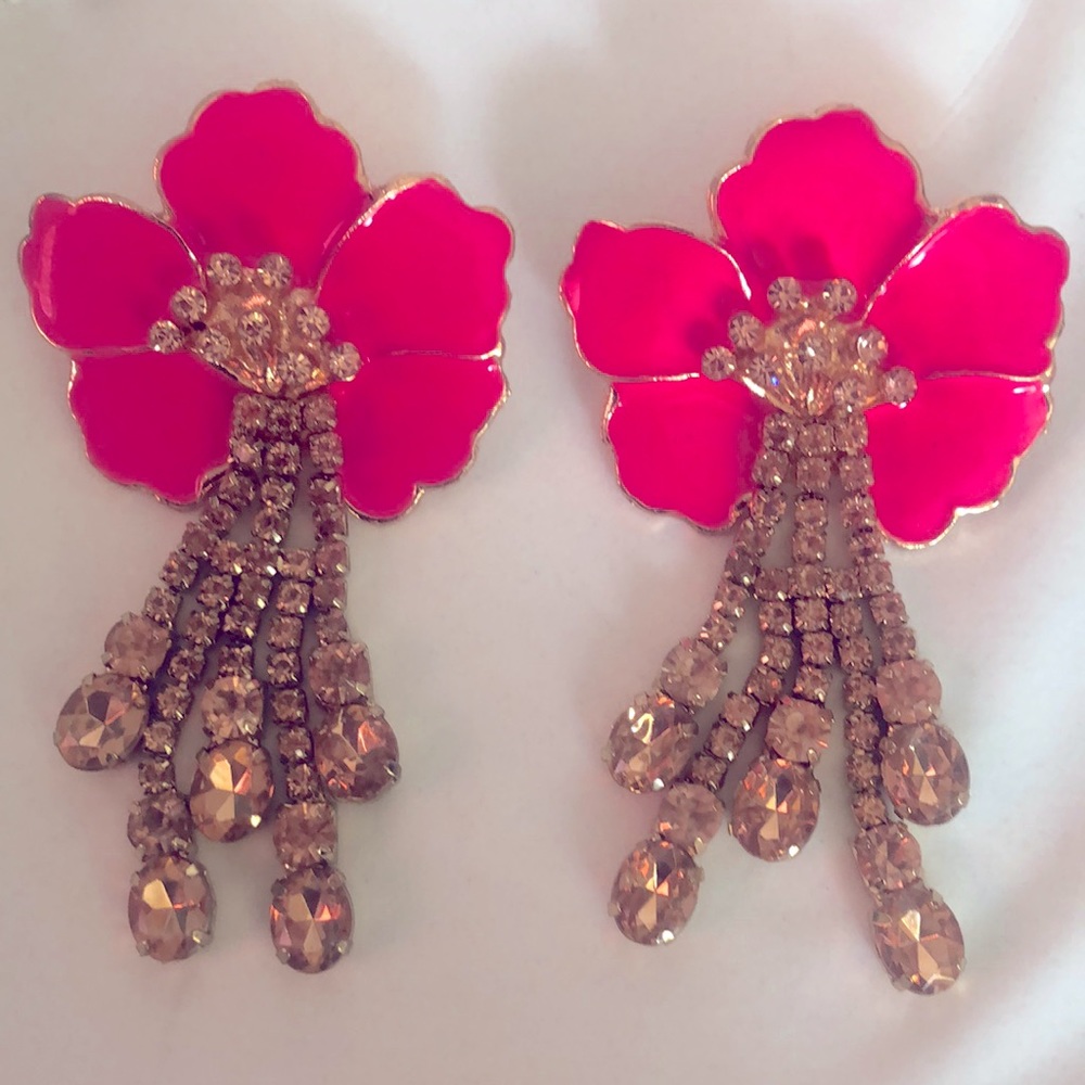 Hot Pink Floral Earrings